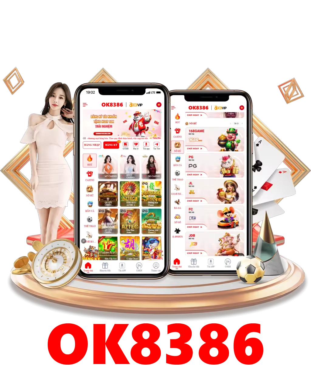 Giao diện dịch vụ ứng dụng Ok8386 trên thiết bị di động